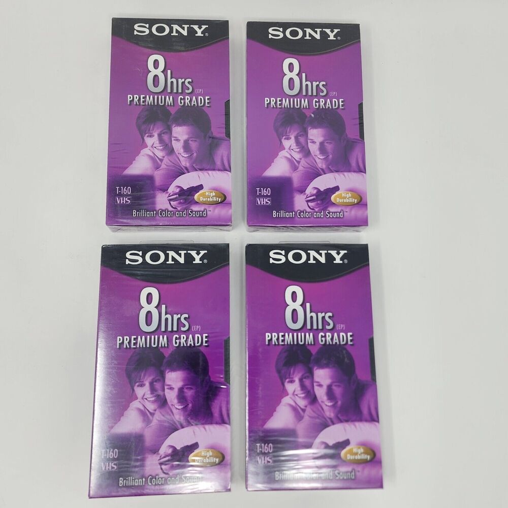 Lot of 4 New Sealed! Sony T-160VL Premium Grade 8-Hour EP Blank VHS Video Tapes